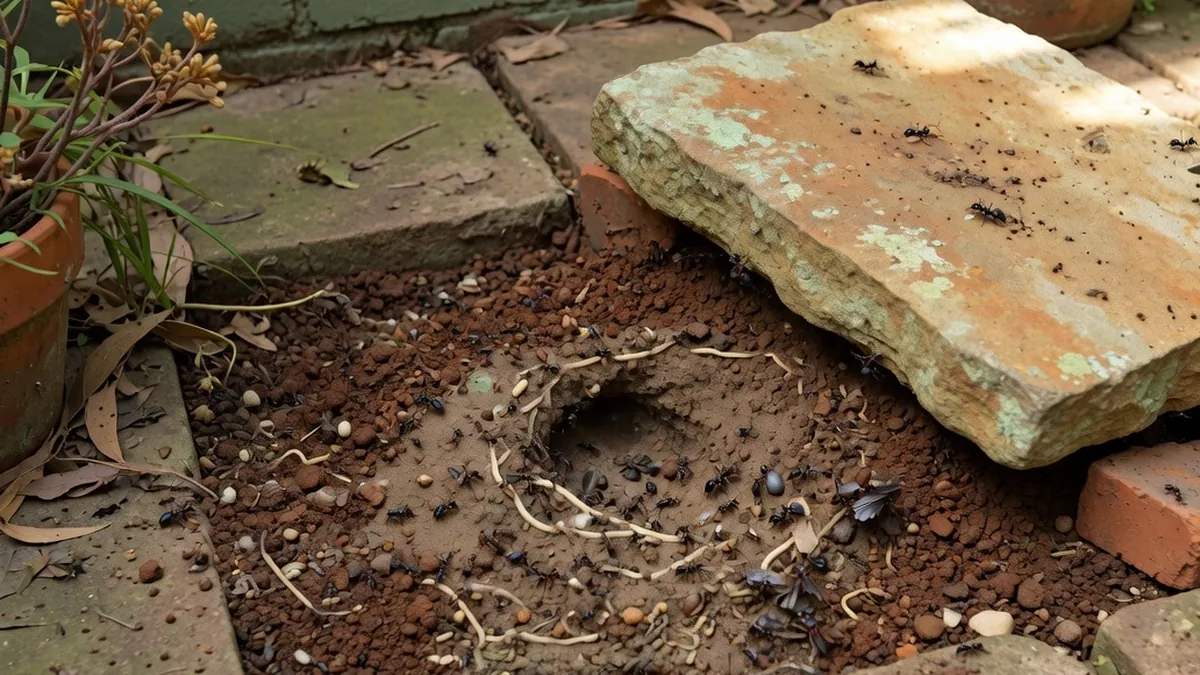 Ant nest under pavers