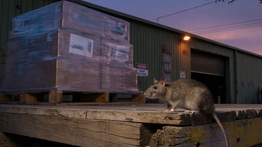 Roof rat on a loading dock