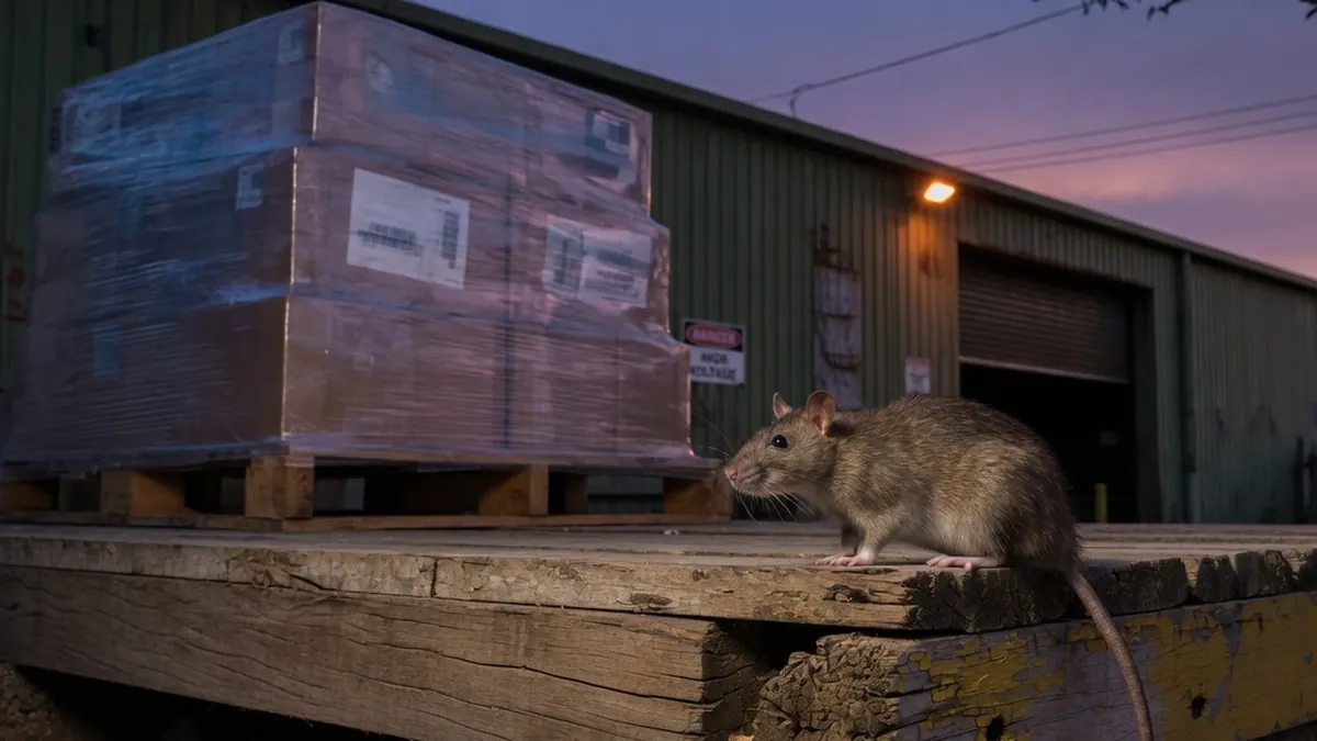 Roof rat on a loading dock