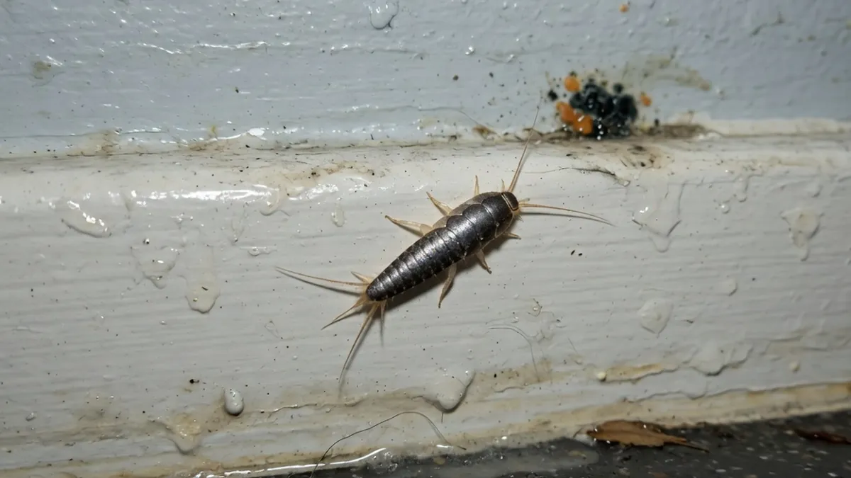 Silverfish on a damp laundry skirting